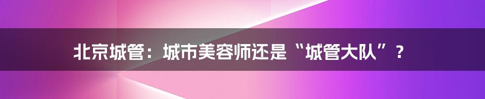 北京城管：城市美容师还是“城管大队”？