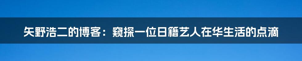 矢野浩二的博客：窥探一位日籍艺人在华生活的点滴