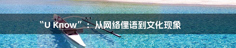 “U Know”：从网络俚语到文化现象