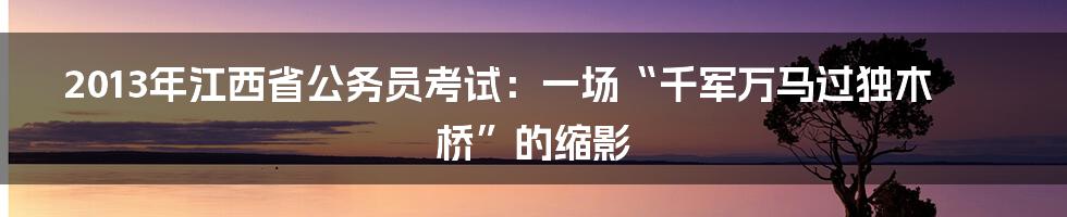 2013年江西省公务员考试:一场“千军万马过独木桥”的缩影