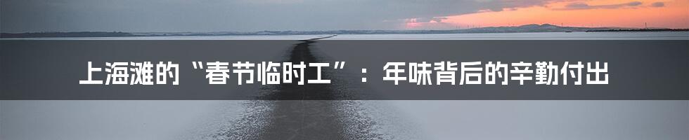 上海滩的“春节临时工”:年味背后的辛勤付出