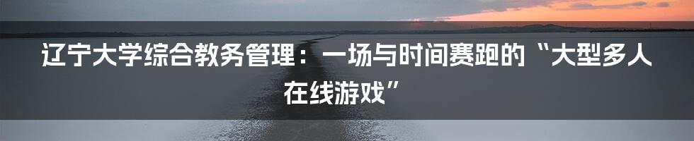 辽宁大学综合教务管理：一场与时间赛跑的“大型多人在线游戏”