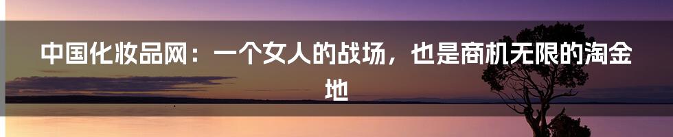 中国化妆品网:一个女人的战场,也是商机无限的淘金地