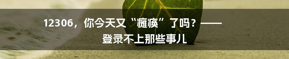 12306，你今天又“瘫痪”了吗？—— 登录不上那些事儿