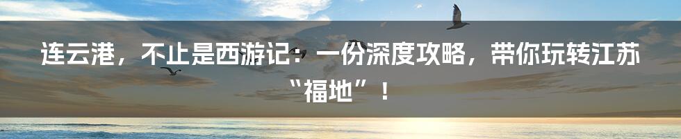 连云港,不止是西游记:一份深度攻略,带你玩转江苏“福地”!