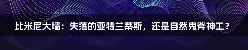 比米尼大墙：失落的亚特兰蒂斯，还是自然鬼斧神工？