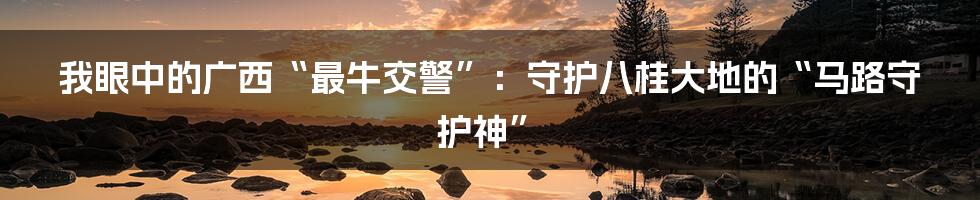 我眼中的广西“最牛交警”：守护八桂大地的“马路守护神”