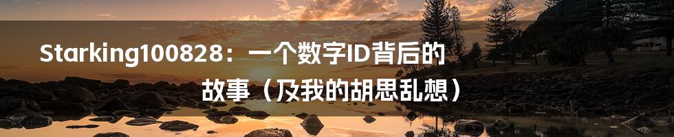 Starking100828：一个数字ID背后的故事（及我的胡思乱想）