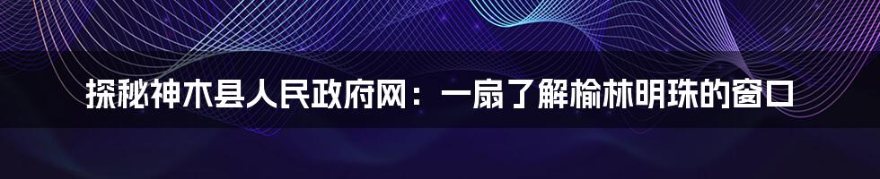 探秘神木县人民政府网：一扇了解榆林明珠的窗口