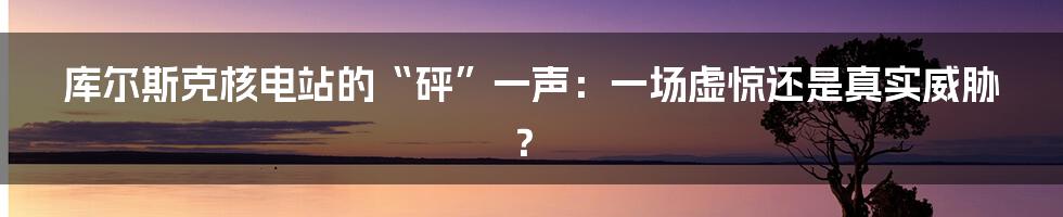 库尔斯克核电站的“砰”一声：一场虚惊还是真实威胁？