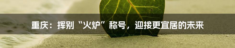 重庆：挥别“火炉”称号，迎接更宜居的未来