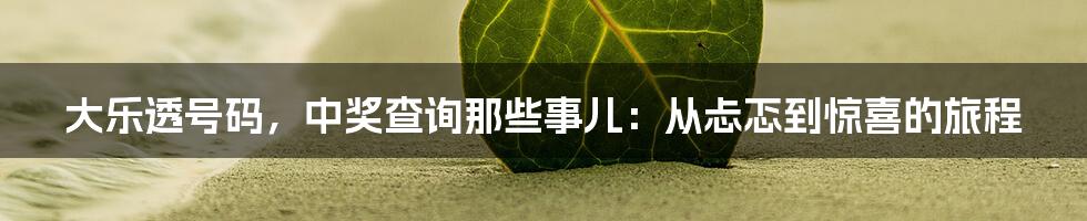 大乐透号码，中奖查询那些事儿：从忐忑到惊喜的旅程