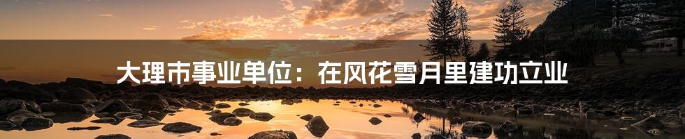 大理市事业单位:在风花雪月里建功立业