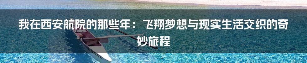 我在西安航院的那些年：飞翔梦想与现实生活交织的奇妙旅程