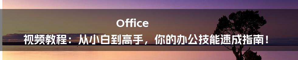 Office 视频教程:从小白到高手,你的办公技能速成指南!