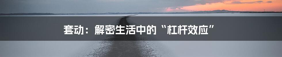 套动：解密生活中的“杠杆效应”