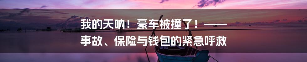 我的天呐！豪车被撞了！—— 事故、保险与钱包的紧急呼救