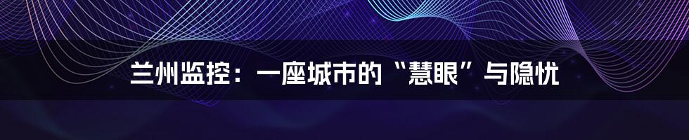 兰州监控：一座城市的“慧眼”与隐忧