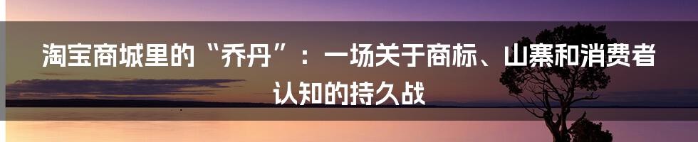 淘宝商城里的“乔丹”：一场关于商标、山寨和消费者认知的持久战