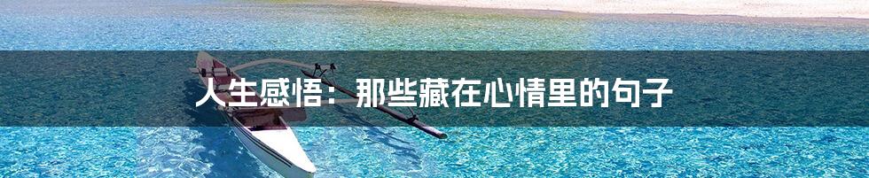 人生感悟：那些藏在心情里的句子