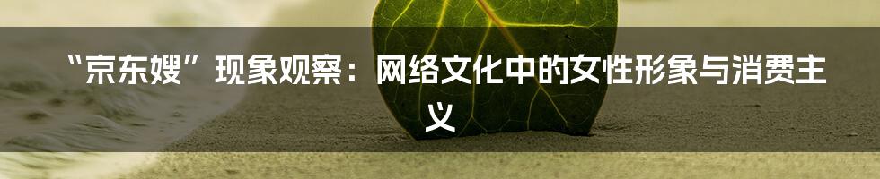 “京东嫂”现象观察：网络文化中的女性形象与消费主义
