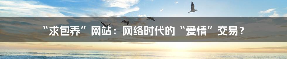 “求包养”网站:网络时代的“爱情”交易?