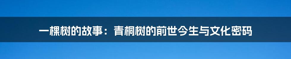 一棵树的故事：青桐树的前世今生与文化密码