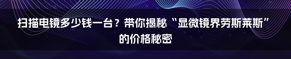 扫描电镜多少钱一台?带你揭秘“显微镜界劳斯莱斯”的价格秘密