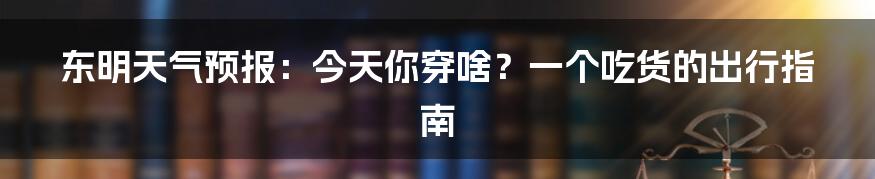 东明天气预报：今天你穿啥？一个吃货的出行指南
