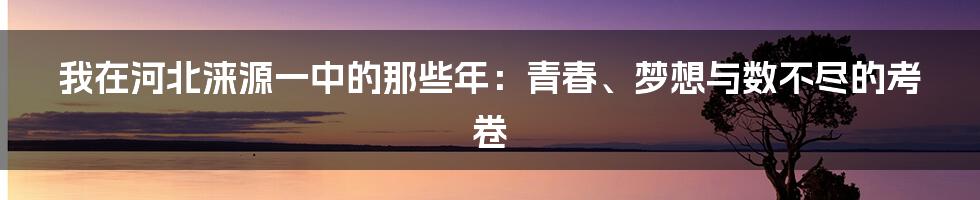 我在河北涞源一中的那些年:青春、梦想与数不尽的考卷