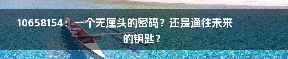 10658154:一个无厘头的密码?还是通往未来的钥匙?
