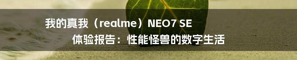 我的真我(realme)NEO7 SE 体验报告:性能怪兽的数字生活