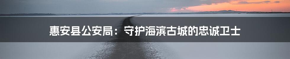 惠安县公安局：守护海滨古城的忠诚卫士