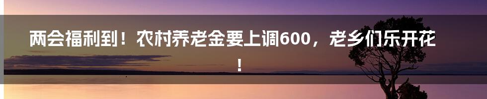 两会福利到！农村养老金要上调600，老乡们乐开花！