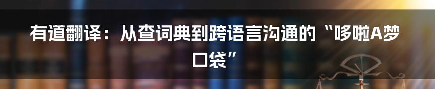 有道翻译：从查词典到跨语言沟通的“哆啦A梦口袋”