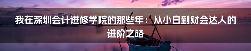 我在深圳会计进修学院的那些年:从小白到财会达人的进阶之路