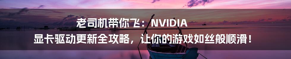 老司机带你飞:NVIDIA 显卡驱动更新全攻略,让你的游戏如丝般顺滑!