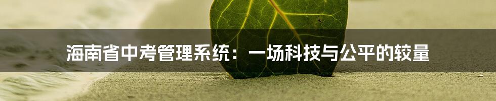 海南省中考管理系统：一场科技与公平的较量