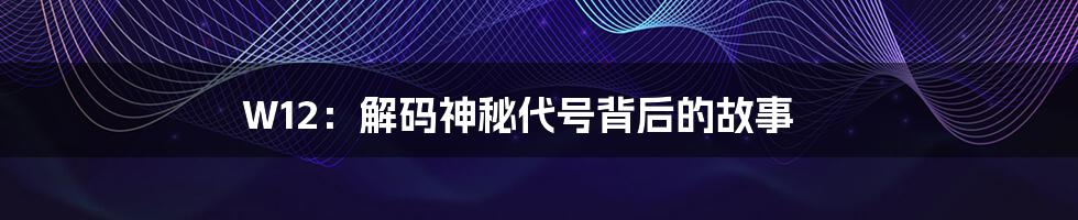W12：解码神秘代号背后的故事