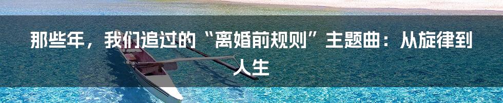 那些年,我们追过的“离婚前规则”主题曲:从旋律到人生