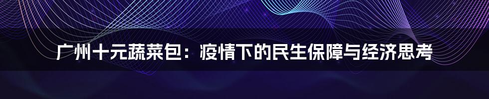 广州十元蔬菜包:疫情下的民生保障与经济思考