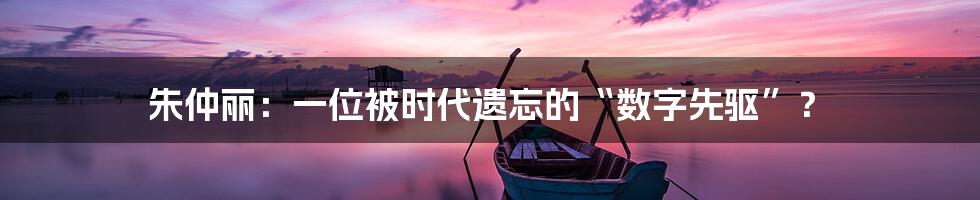 朱仲丽：一位被时代遗忘的“数字先驱”？