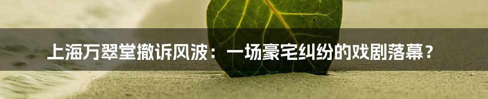 上海万翠堂撤诉风波:一场豪宅纠纷的戏剧落幕?