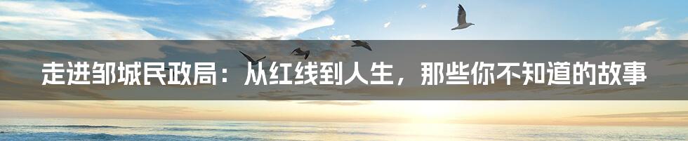 走进邹城民政局：从红线到人生，那些你不知道的故事