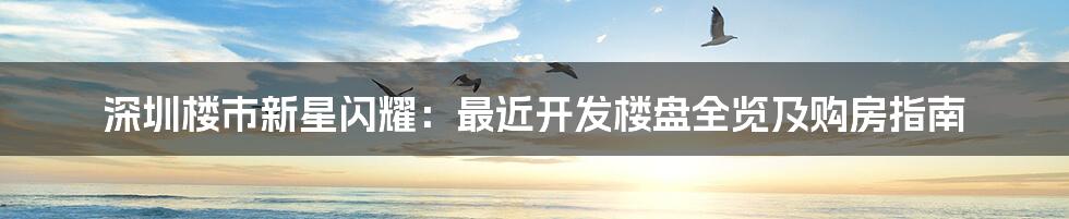 深圳楼市新星闪耀:最近开发楼盘全览及购房指南