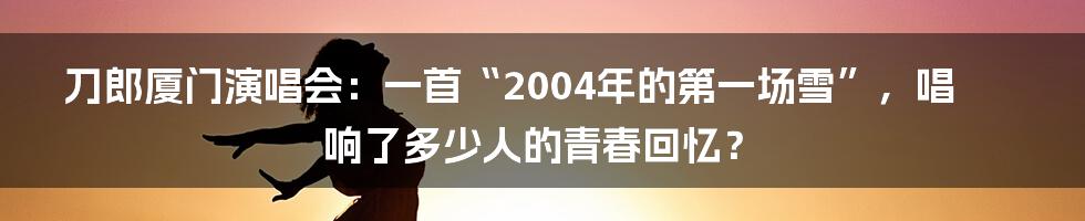 刀郎厦门演唱会:一首“2004年的第一场雪”,唱响了多少人的青春回忆?