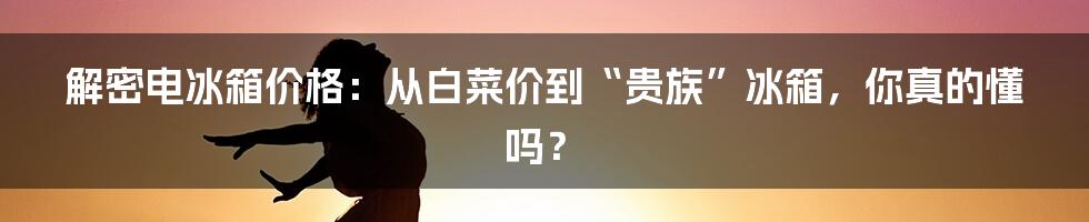 解密电冰箱价格：从白菜价到“贵族”冰箱，你真的懂吗？