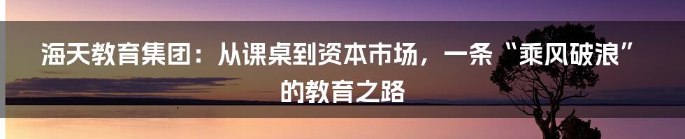 海天教育集团:从课桌到资本市场,一条“乘风破浪”的教育之路