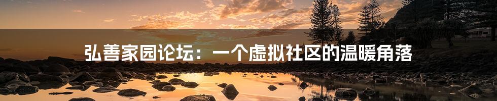 弘善家园论坛：一个虚拟社区的温暖角落