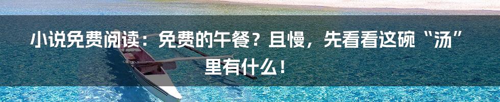 小说免费阅读：免费的午餐？且慢，先看看这碗“汤”里有什么！